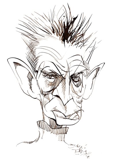 Samuel Beckett - caricature of Irish writer and playwright (1906-89) by Neale Osborne